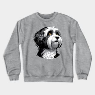 Stunning and Cool Havanese Monochrome and Gold Portrait for Father's Day Crewneck Sweatshirt